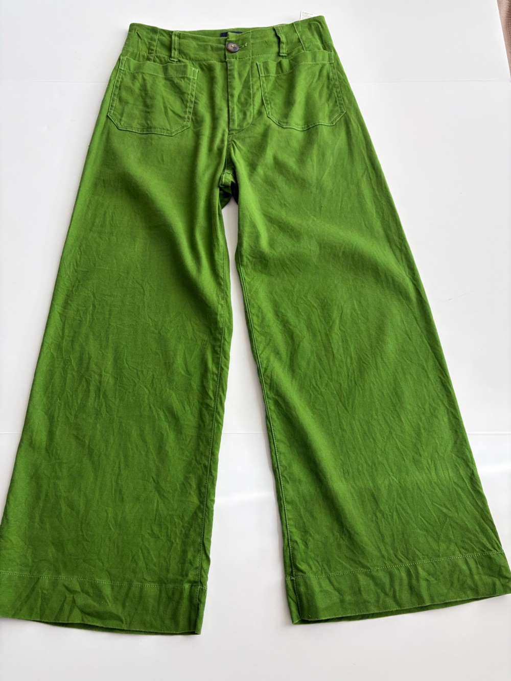 Anthropologie Maeve The Colette Green Linen Blend Wide Leg Pants 27 - Picture 2 of 14